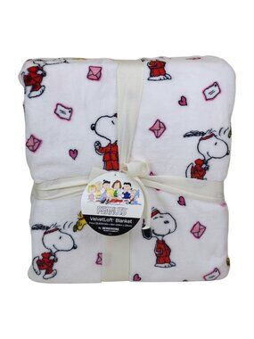 Peanuts Velvetloft Plush Blanket Full/Queen 90"x90" By Berkshire Snoopy Letters